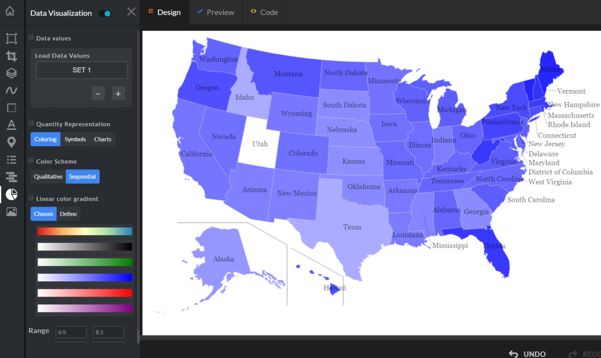 Setup a Geographic Heat Map made with Map Grafica online editor