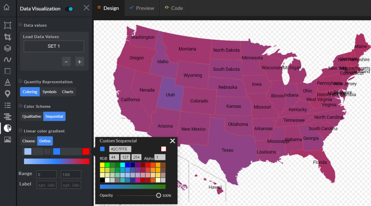 Creating a sequential color scheme with Map Grafica online editor
